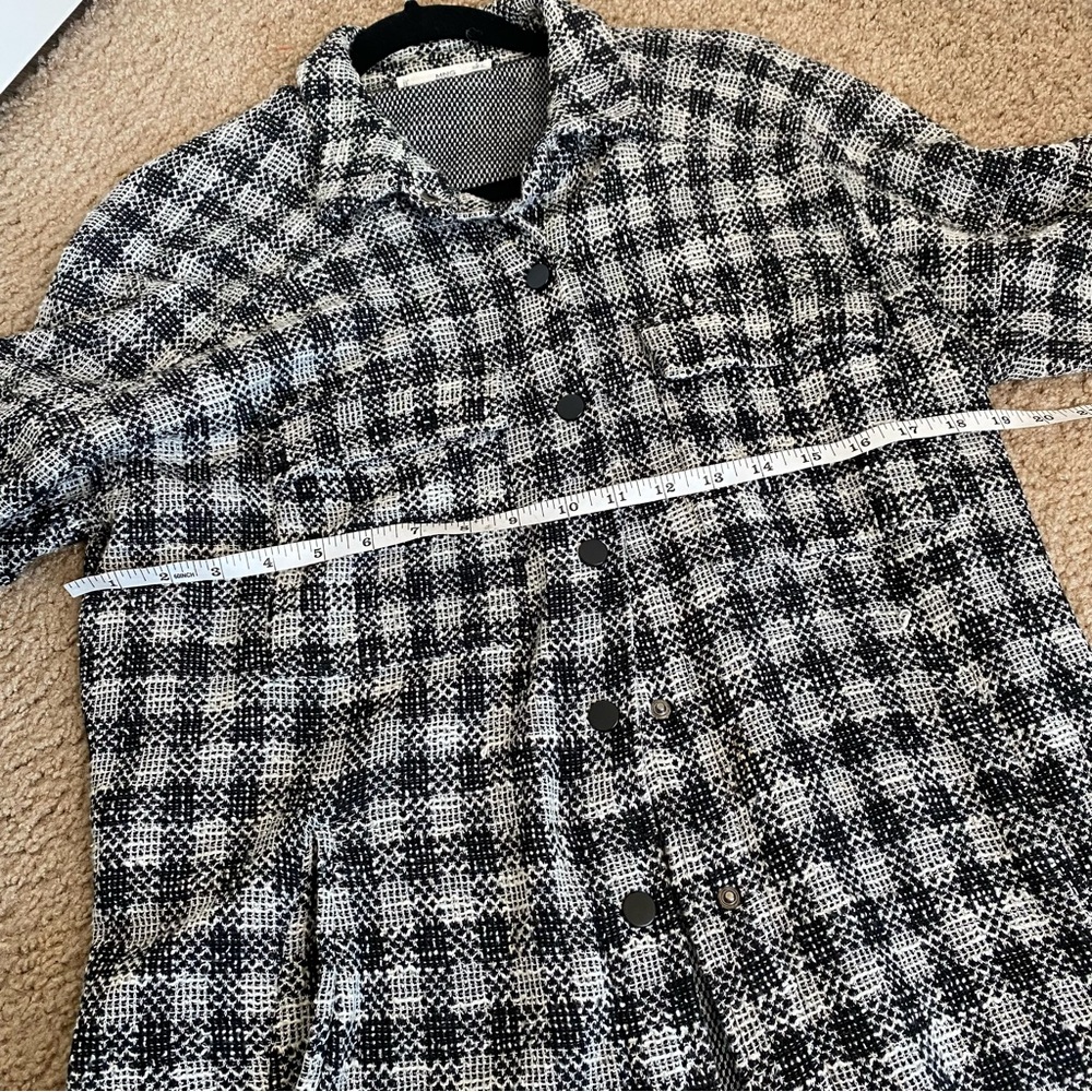 Mango Check Button Down Shacket Size Small - image 7